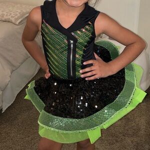 Weissman Black and Green Sequin Dance Costume